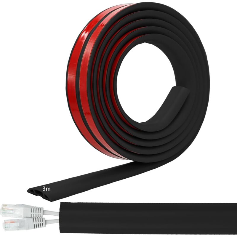 foto del prodotto canalina passacavi lablanc 3m, ponte passacavi autoadesivo per pavimento, protezione cavi flessibile in pvc per pavimento, copertura cavi per