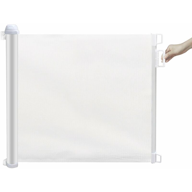 foto del prodotto cancelletto bambini barriera di protezione riavvolgibile 130x8x88 cm fadi luxe bianco