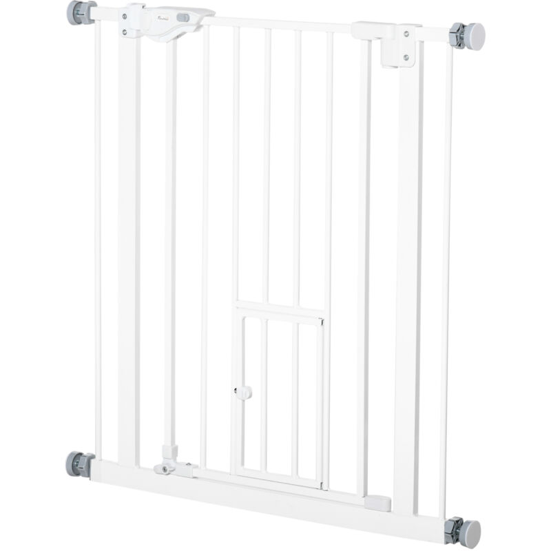 foto del prodotto cancelletto cani regolabile con porta piccola 74 80x76.2cm bianco pawhut