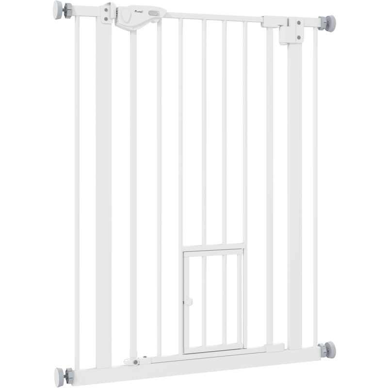 foto del prodotto cancelletto cani regolabile con porta piccola 74 80x91.4cm bianco pawhut