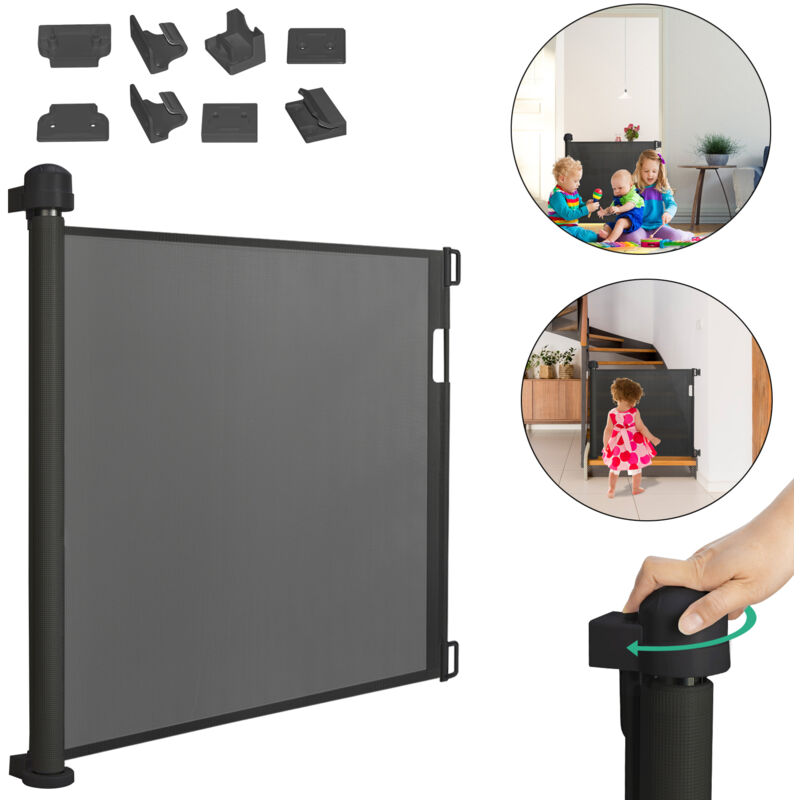 foto del prodotto cancelletto di protezione per scale, griglia di protezione per porte estraibile scale, con sistema di sicurezza per bambini, 0 150 cm, nero aufun