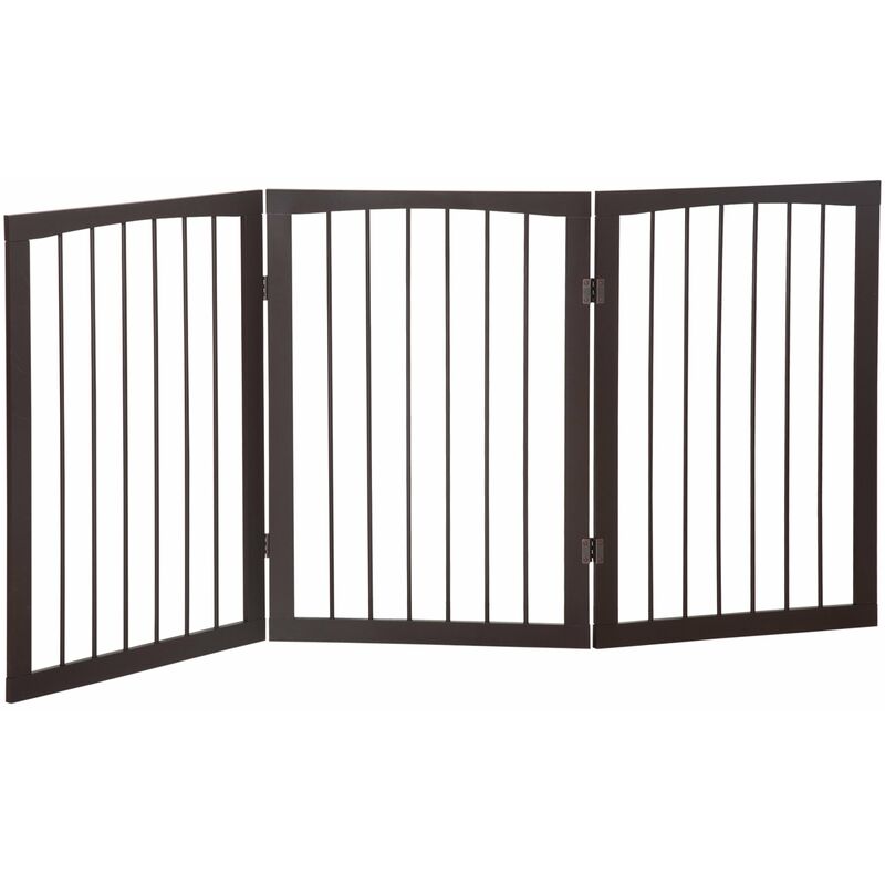 foto del prodotto cancelletto di sicurezza per animali domestici 160x76 cm in mdf marrone scuro