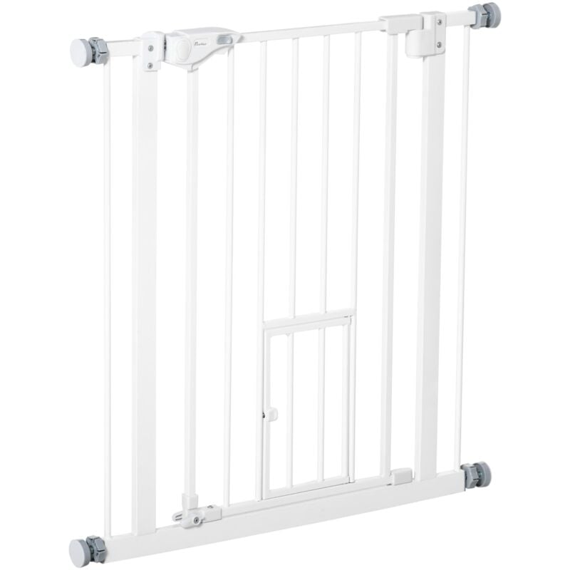 foto del prodotto cancelletto di sicurezza per cani con porta piccola montaggio a pressione 74 80x76,2 cm bianco