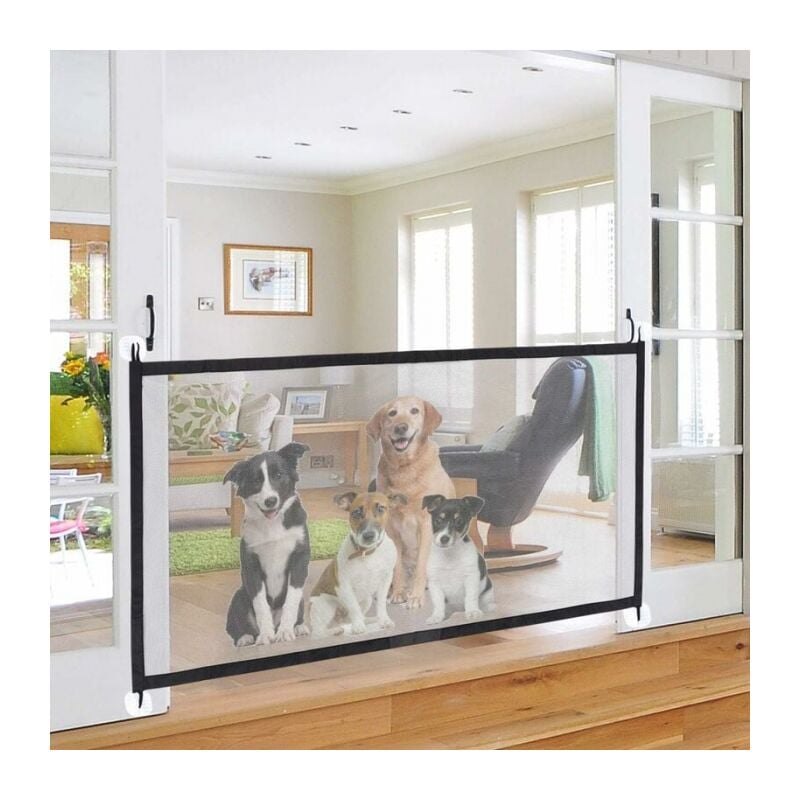 foto del prodotto cancelletto di sicurezza per cani da compagnia 180x72cm, portatile, recinzione espandibile, pieghevole, adatto per cucina, scale, corridoio, bambino
