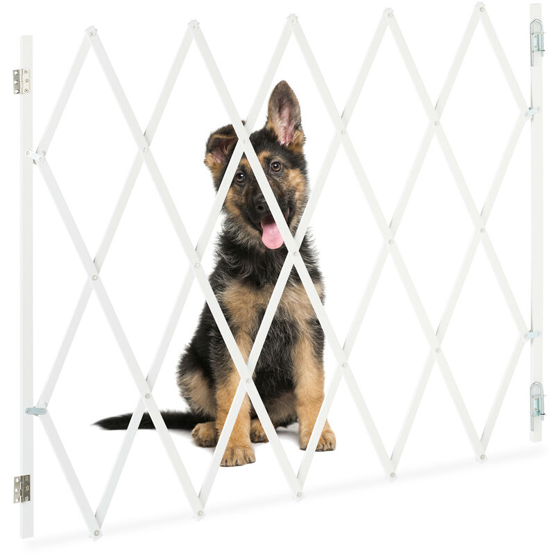 foto del prodotto cancelletto di sicurezza per cani, recinzione allungabile fino a 130 cm, alto 87,5 100 cm, in bamb , bianco relaxdays