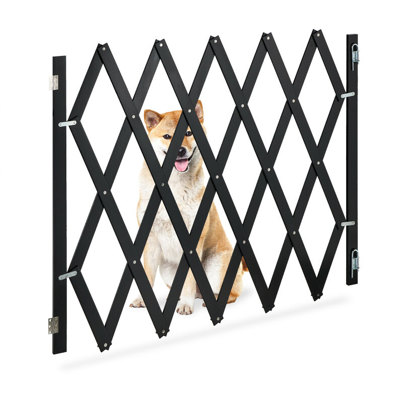 foto del prodotto cancelletto di sicurezza per cani, recinzione allungabile fino a 140 cm, alto 87 97 cm, in bamb , nero relaxdays