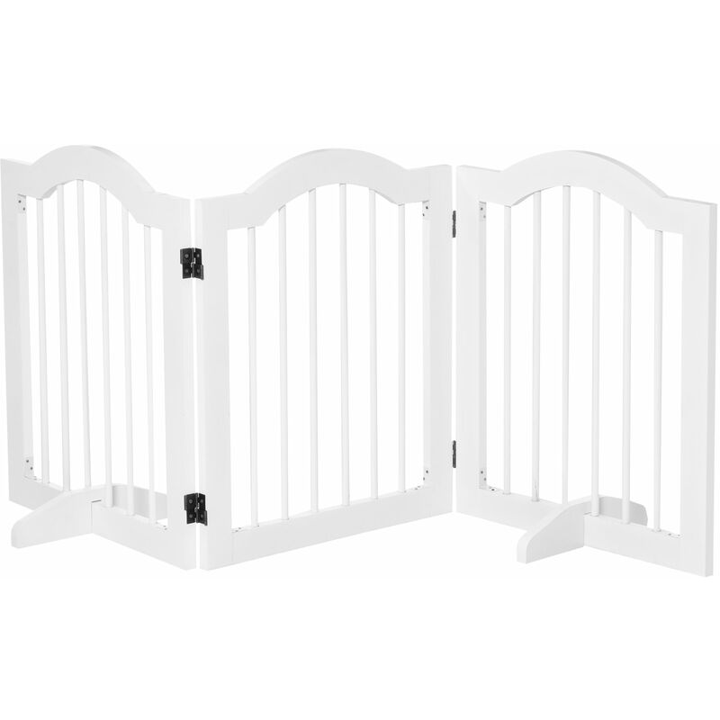 foto del prodotto cancelletto di sicurezza pieghevole per animali domestici 154,5x29,5x61 cm in legno e mdf bianco