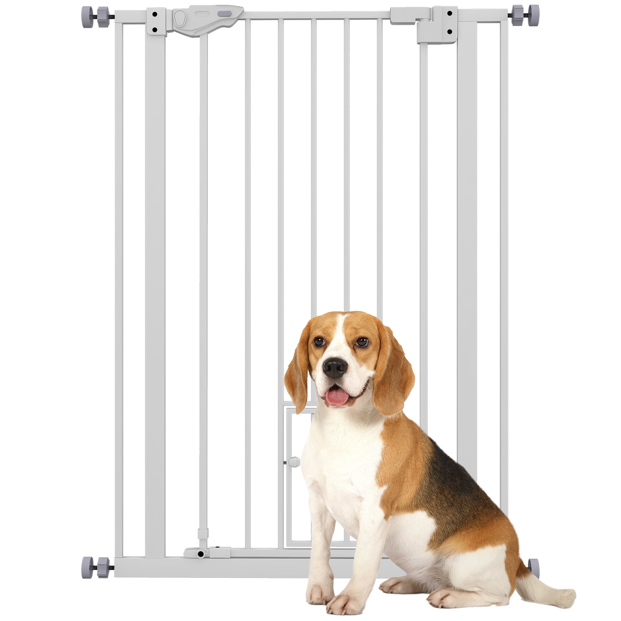 foto del prodotto cancelletto per cani 74 80x104cm regolabile alto con porta piccola bianco
