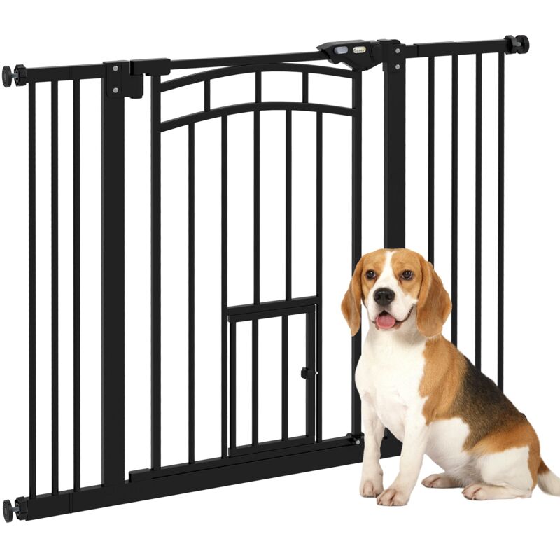 foto del prodotto cancelletto per cani taglia piccola e media 74 100x76 cm con chiusura automatica nero