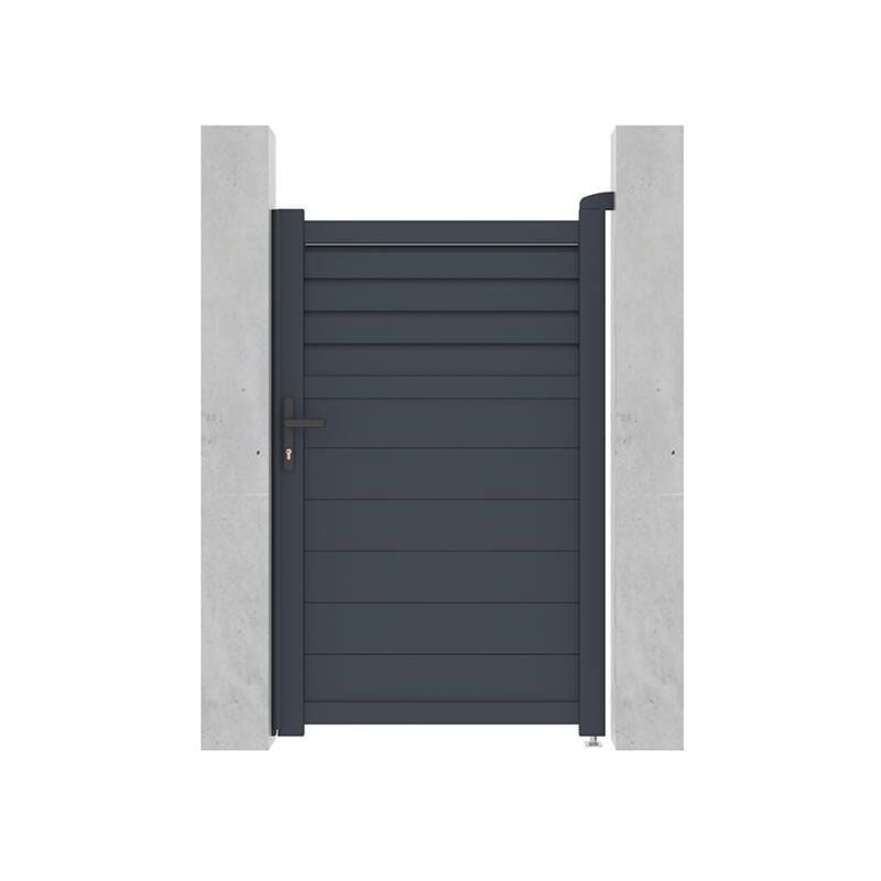 foto del prodotto cancello a battente l103 x h166 cm in alluminio con motivi antracite viazo