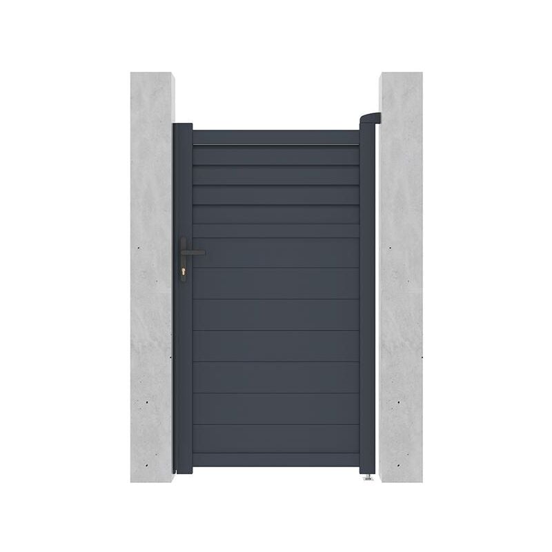 foto del prodotto cancello a battente l103 x h181 cm in alluminio con motivi antracite viazo