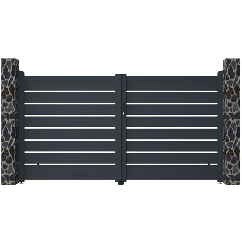 foto del prodotto cancello a battente traforato l300 x h158 cm in alluminio antracite primo