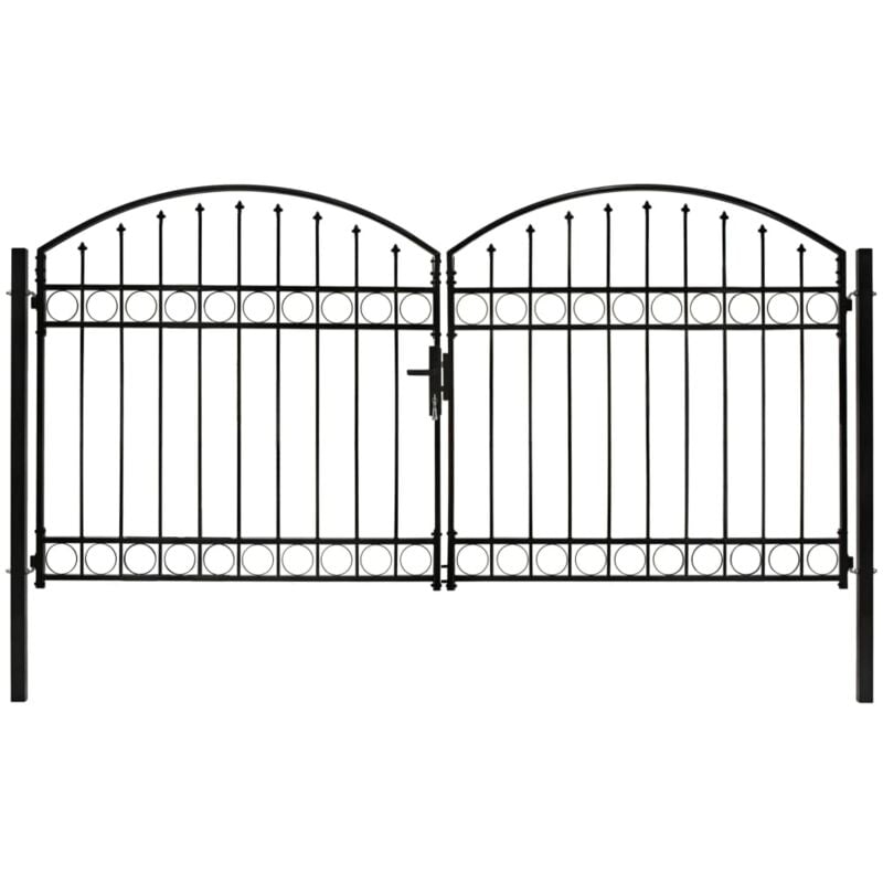 foto del prodotto cancello a doppia anta ad arco in acciaio 300x125 cm nero vidaxl