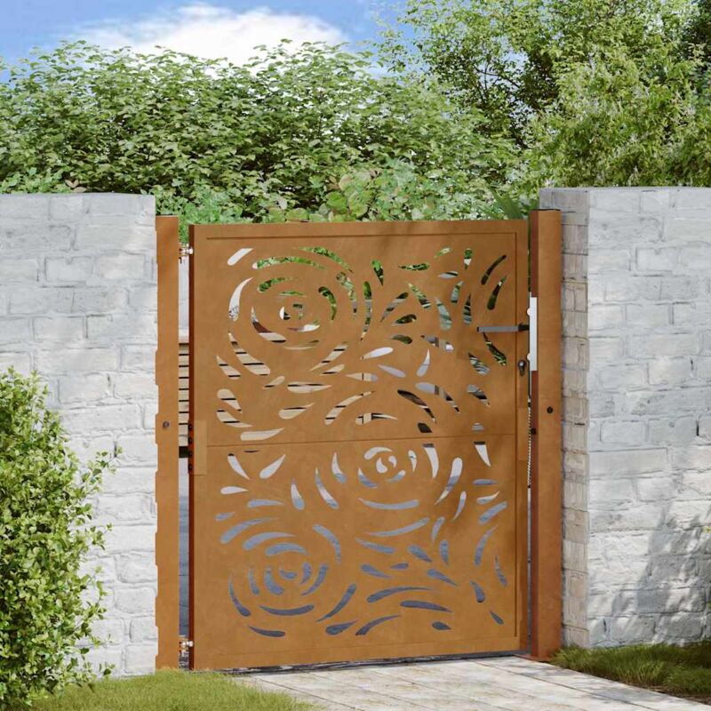 foto del prodotto cancello da giardino 105x105 cm acciaio corten design a fiamma vidaxl