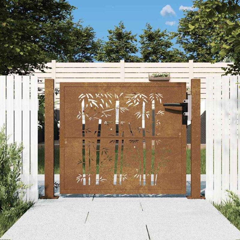 foto del prodotto cancello da giardino 105x105 cm in acciaio corten design bamb vidaxl