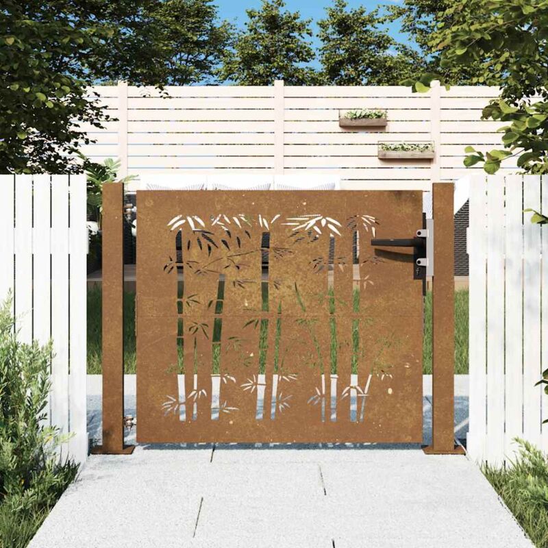 foto del prodotto cancello da giardino 105x105 cm in acciaio corten design bamb vidaxl