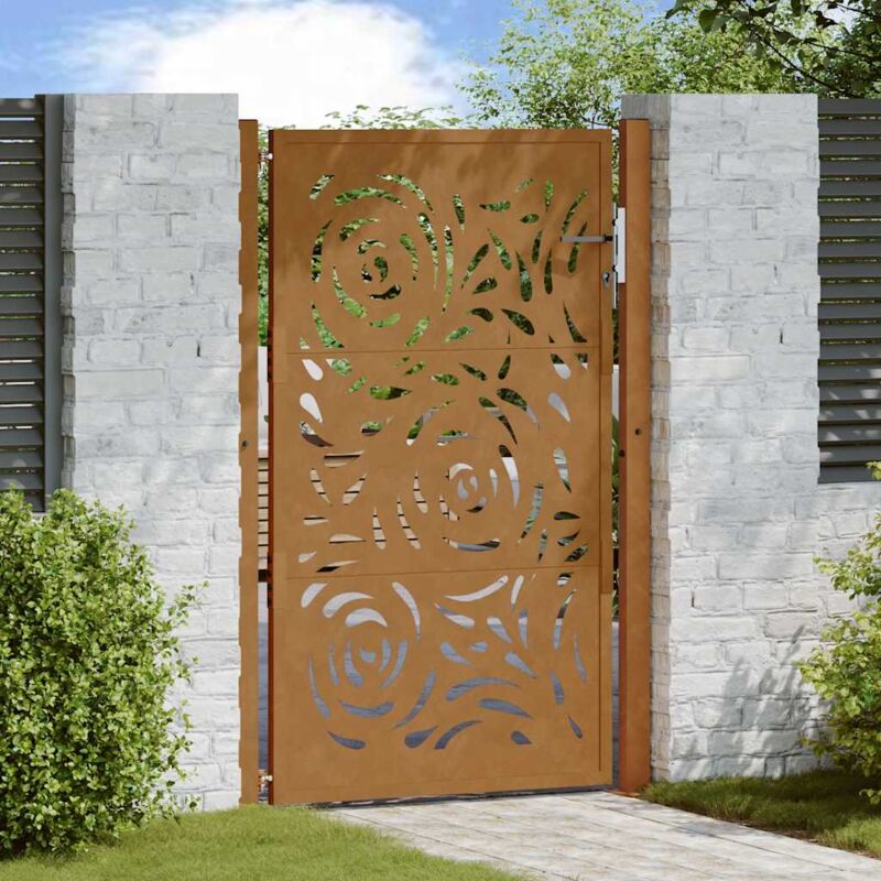 foto del prodotto cancello da giardino 105x155 cm acciaio corten design a fiamma vidaxl