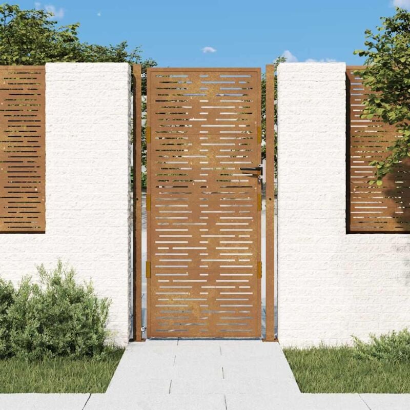 foto del prodotto cancello da giardino 105x180 cm acciaio corten design quadrato vidaxl