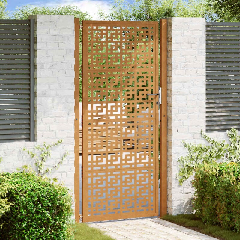 foto del prodotto cancello da giardino 105x205 cm acciaio corten design a croce - vidaxl