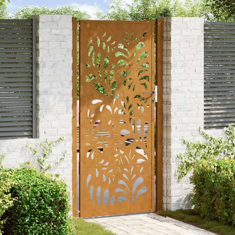 foto del prodotto cancello da giardino 105x205 cm acciaio corten design ondulato vidaxl
