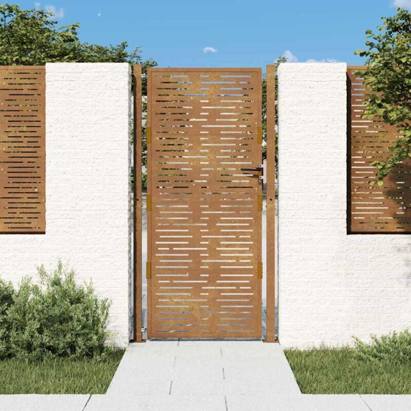 foto del prodotto cancello da giardino 105x205 cm acciaio corten design quadrato vidaxl