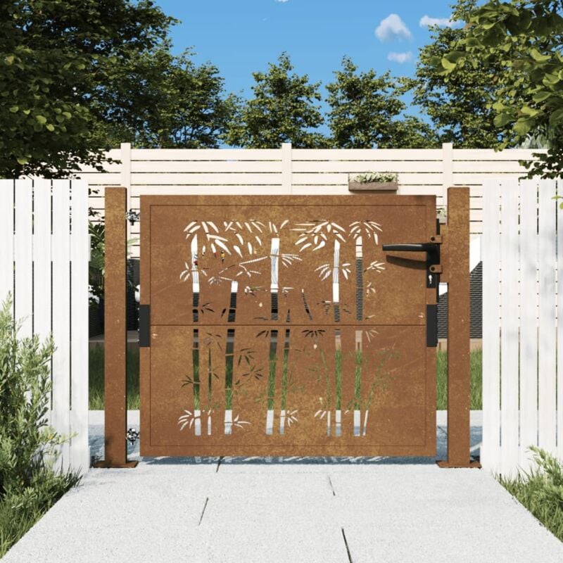 foto del prodotto cancello da giardino 105x80 cm in acciaio corten design bamb vidaxl