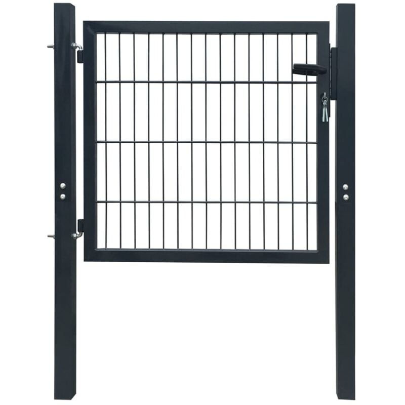 foto del prodotto cancello da giardino 2d singolo grigio antracite 106 x 130 cm vidaxl