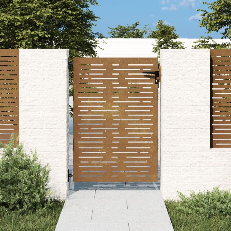 foto del prodotto cancello da giardino 85x125 cm acciaio corten design quadrato vidaxl