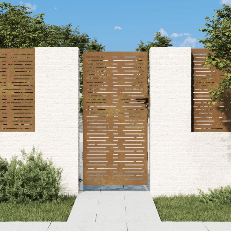 foto del prodotto cancello da giardino 85x175 cm acciaio corten design quadrato vidaxl