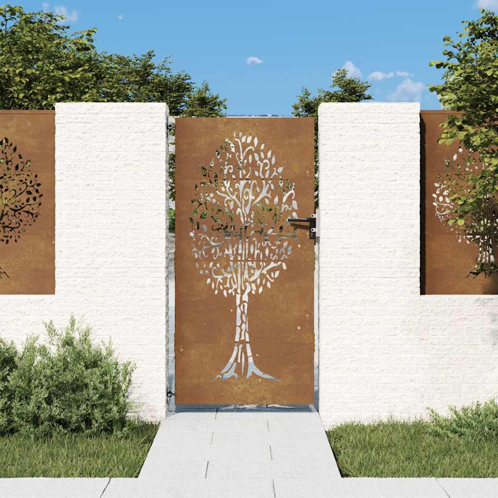 foto del prodotto cancello da giardino 85x175 cm in acciaio corten design alberocod mxl 102951
