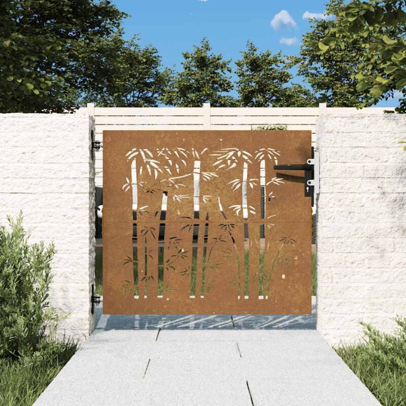 foto del prodotto cancello da giardino 85x75 cm in acciaio corten design bamb vidaxl