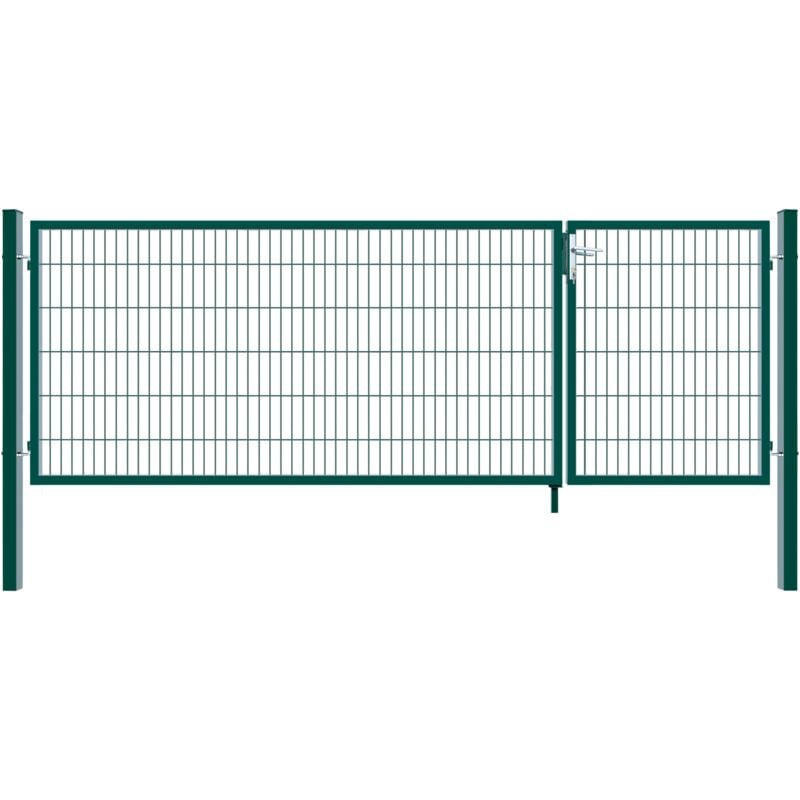 foto del prodotto cancello da giardino a doppia anta aditus colore verde, dimensioni 180 x 350 cm home deluxe