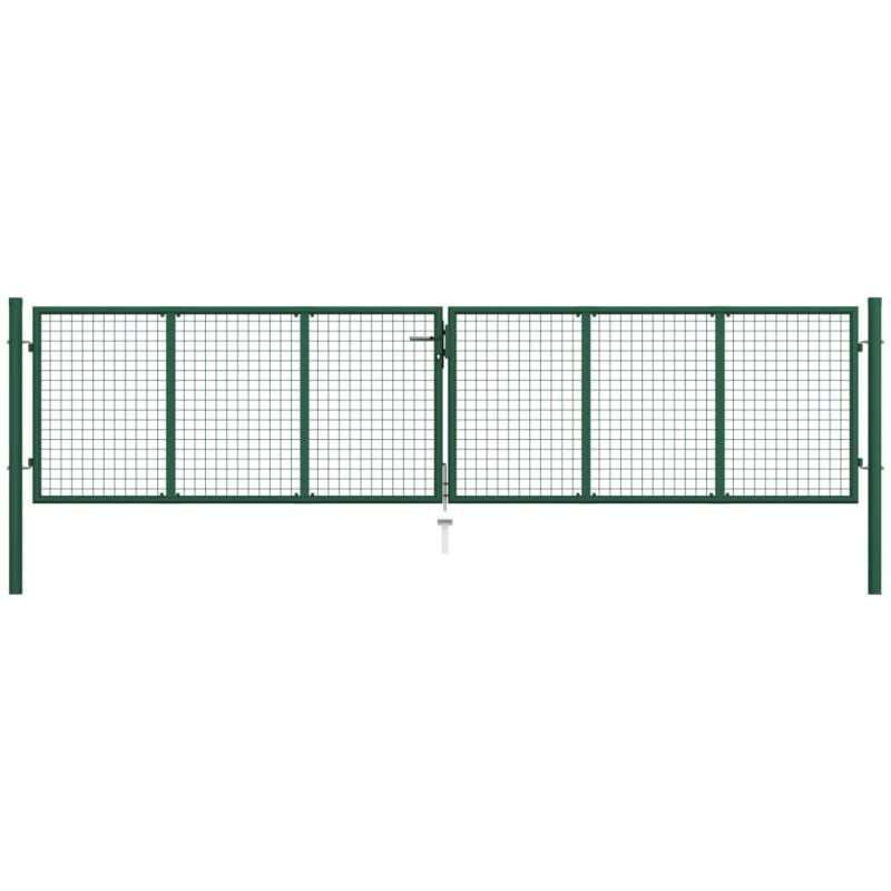 foto del prodotto cancello da giardino a rete in acciaio con chiavi verde varie dimensioni dimensioni 400 x 75 cm