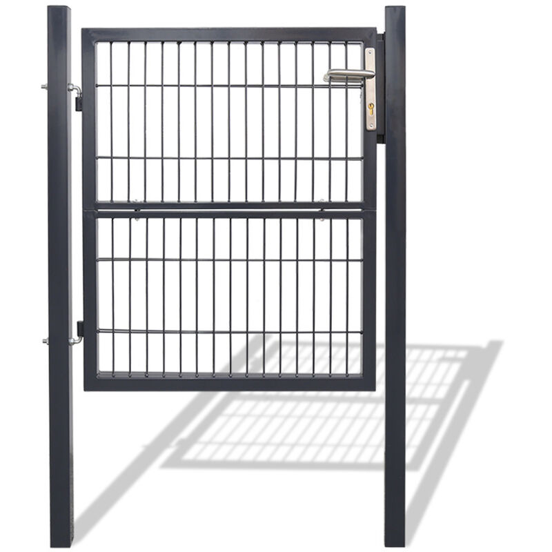 foto del prodotto cancello da giardino in acciaio zincato, recinzione con serratura e 3 chiavi cancello da giardino 120100cm anthracite - swanew