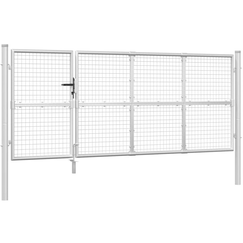 foto del prodotto cancello da giardino in rete argento 350x175 cm acciaio zincato vidaxl