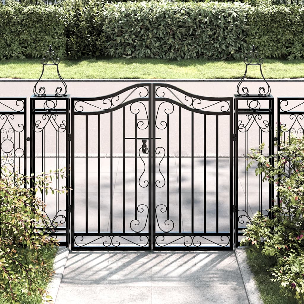 foto del prodotto cancello da giardino nero 121x8x100 cm in ferro battuto cod mxl 127970