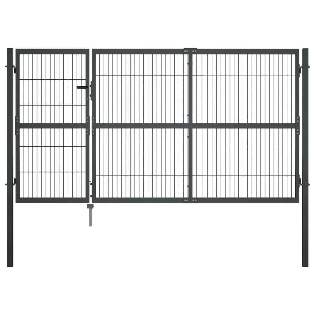 foto del prodotto cancello di recinzione con pali in acciaio 350x140 cm antracitecod mxl 104013