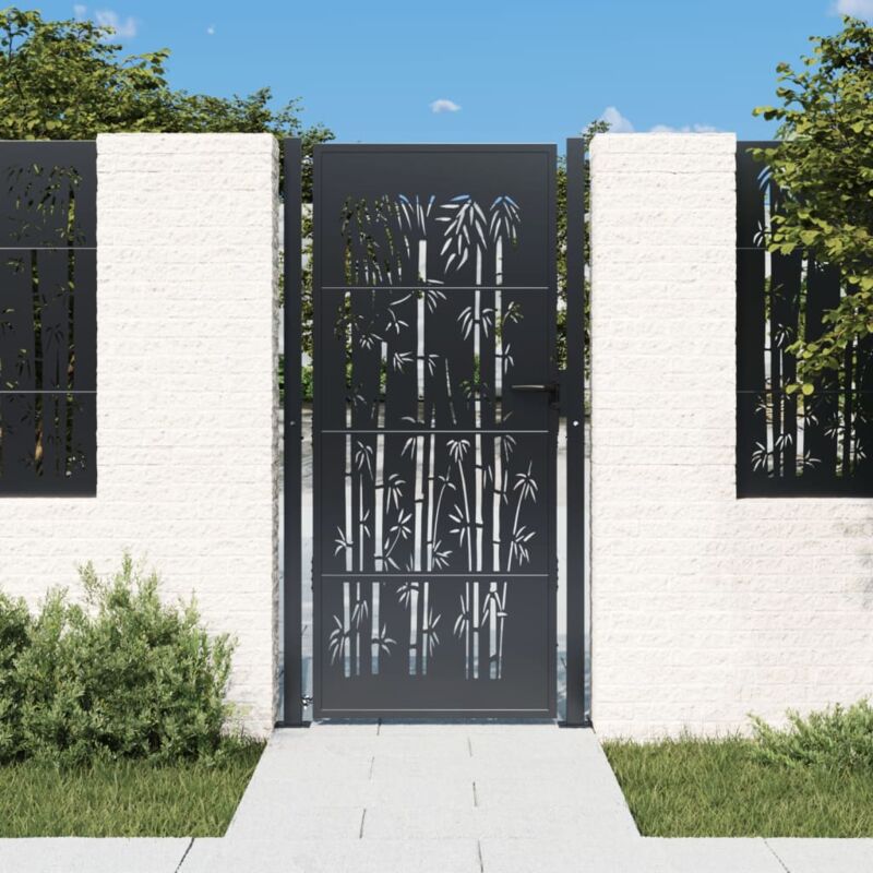 foto del prodotto cancello giardino antracite 105x180 cm in acciaio design bamb vidaxl
