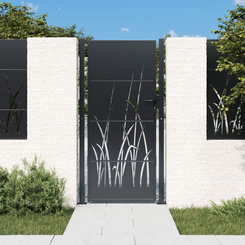 foto del prodotto cancello giardino antracite 105x180 cm in acciaio design erba