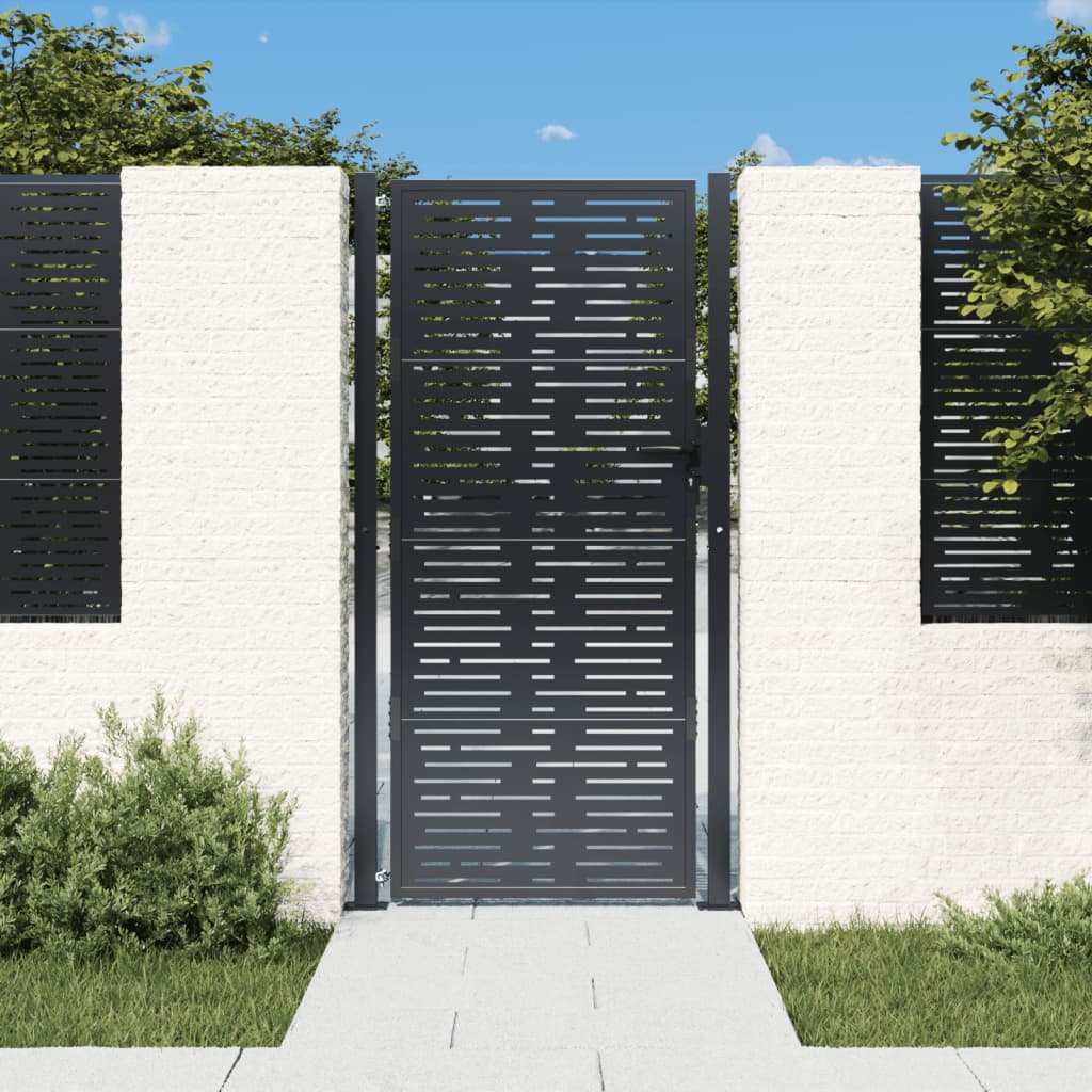 foto del prodotto cancello giardino antracite 105x205 cm acciaio design quadrato