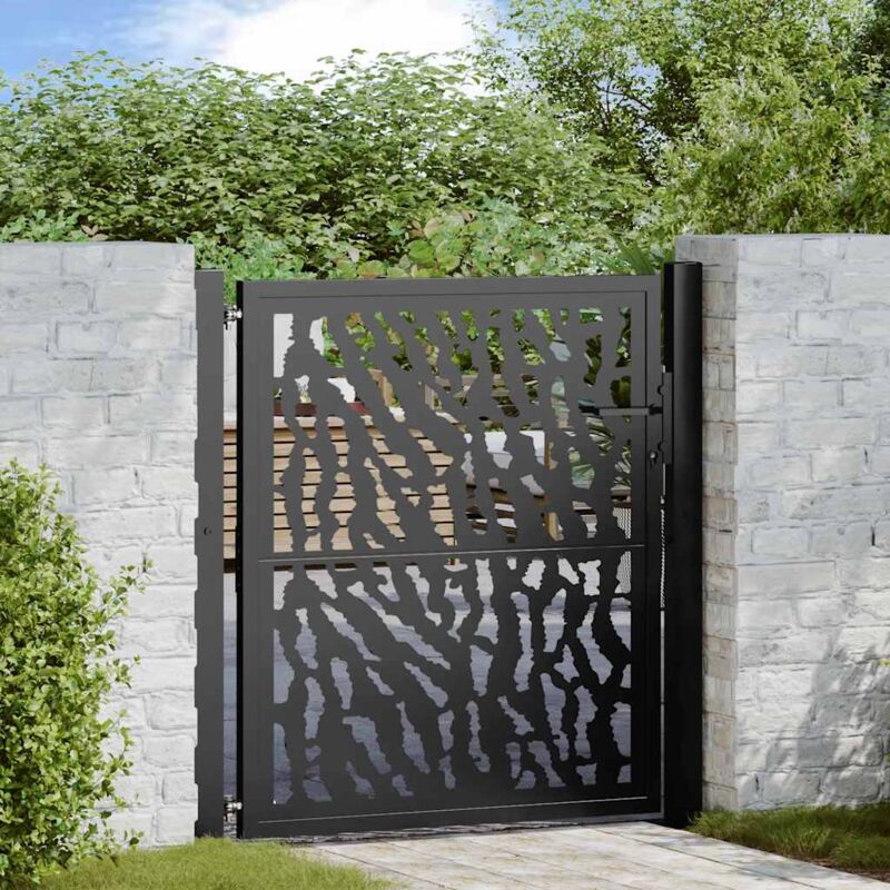 foto del prodotto cancello giardino nero 105x106 cm in acciaio design a traccia vidaxl