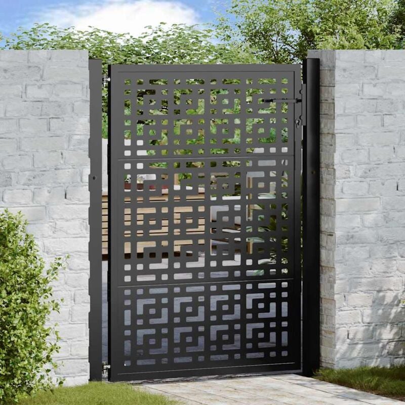 foto del prodotto cancello giardino nero 105x130 cm in acciaio design a croce vidaxl