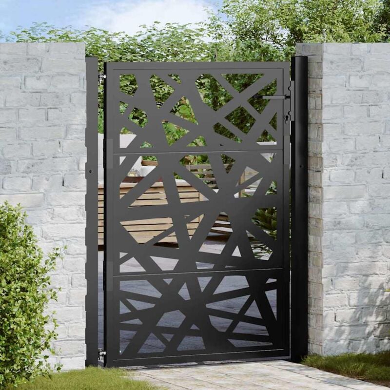 foto del prodotto cancello giardino nero 105x130 cm in acciaio design leggero vidaxl