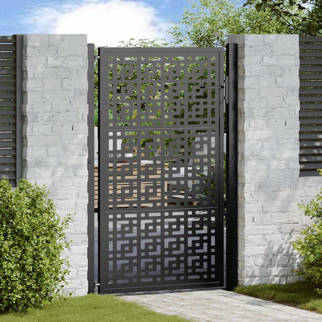 foto del prodotto cancello giardino nero 105x155 cm in acciaio design a croce vidaxl