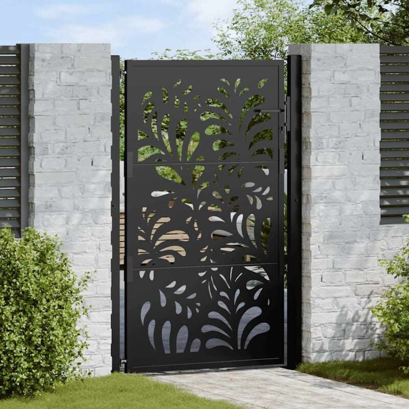 foto del prodotto cancello giardino nero 105x155 cm in acciaio design ondulato vidaxl