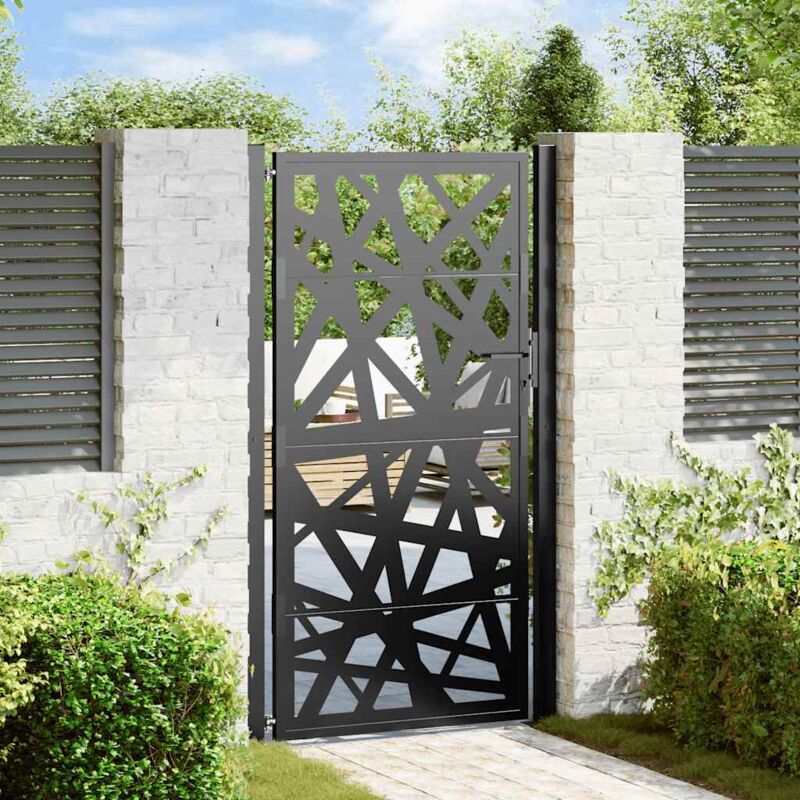 foto del prodotto cancello giardino nero 105x180 cm in acciaio design leggero vidaxl