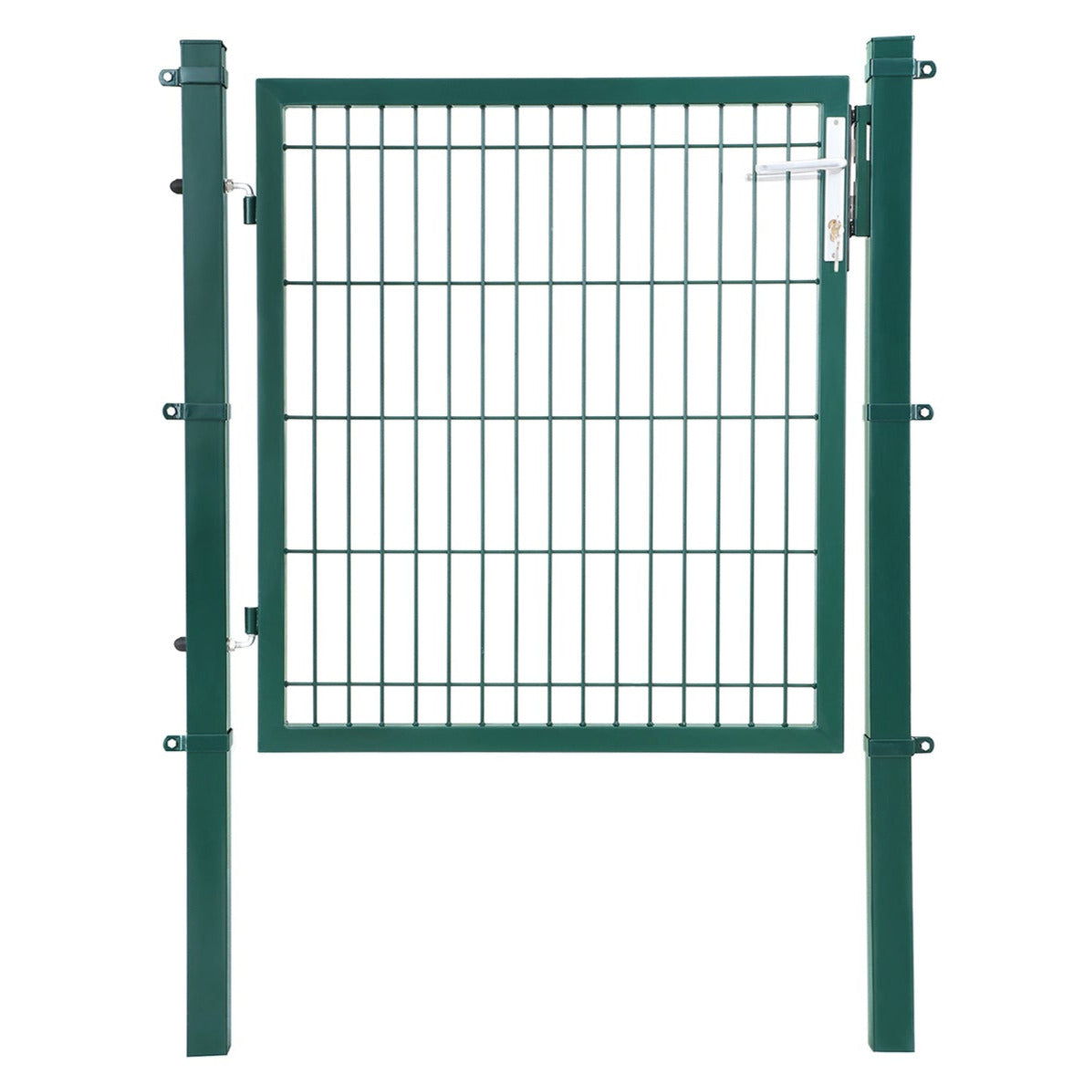 foto del prodotto cancello in rete cancello saldato robusto e durevole in acciaio zincato con serratura e chiavi dimensioni cancello 106 x 100 cm dimensioni maglia 50 x 200 mm verde 12 0001940