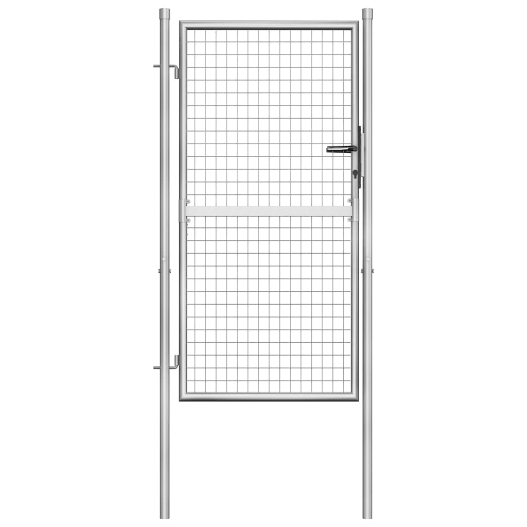 foto del prodotto cancello per giardino in acciaio zincato 105x200cm argento vidaxl