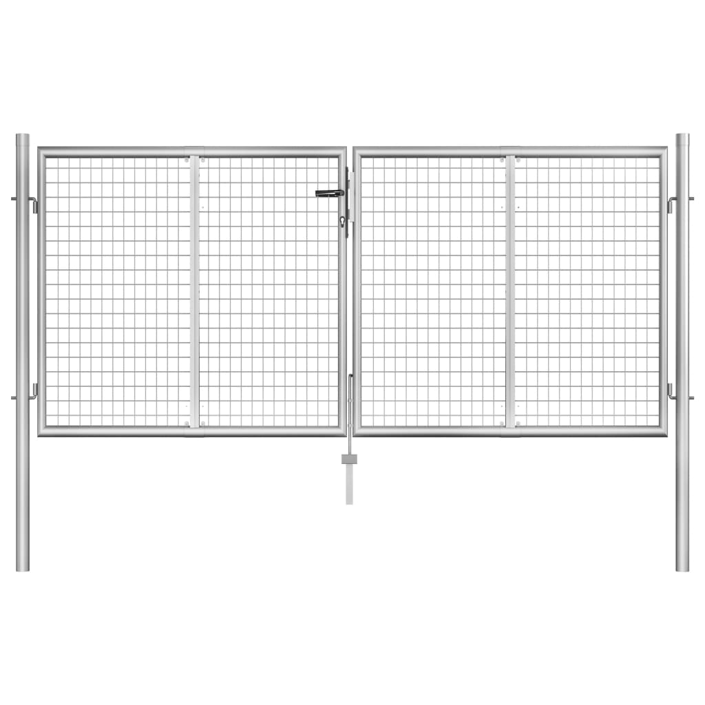 foto del prodotto cancello per giardino in acciaio zincato 306x150 cm argento cod mxl 51510