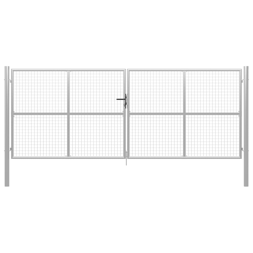 foto del prodotto cancello per giardino in acciaio zincato 415x200cm argento cod mxl 72399